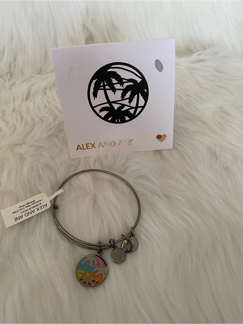 Alex and Ani Silver-Tone Bracelet with Multicolor Beach Charm